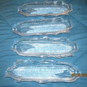 Corn on the Cob Plates Clear Acrylic 10 Inch Set of 4